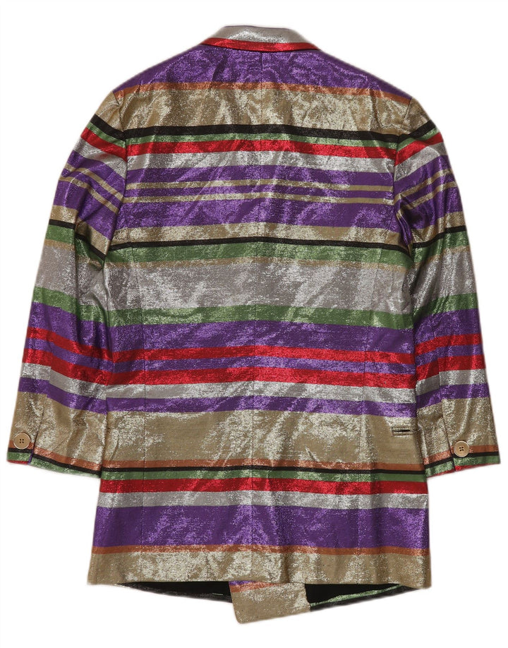 ВИНТАЖНЫЙ женский пиджак с рукавом 3/4 EU 40, средний, разноцветный в полоску