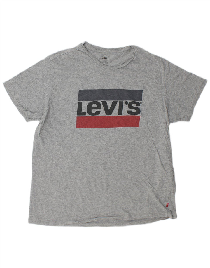 Мужская футболка с рисунком Levi's, большой серый хлопок с крапинками
