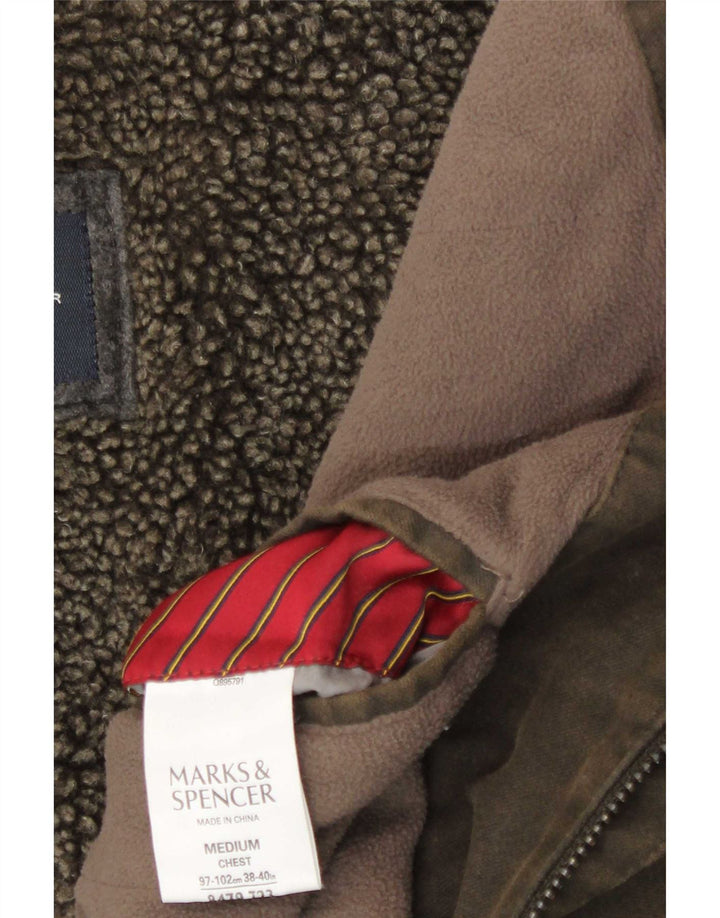 Мужская куртка-бомбер Marks & Spencer Blue Harbour Sherpa UK 38, средний коричневый