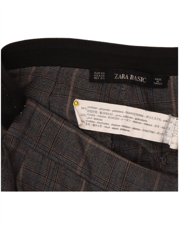 Женские узкие костюмные брюки Zara XS W24 L27, серые, полиэстер в клетку