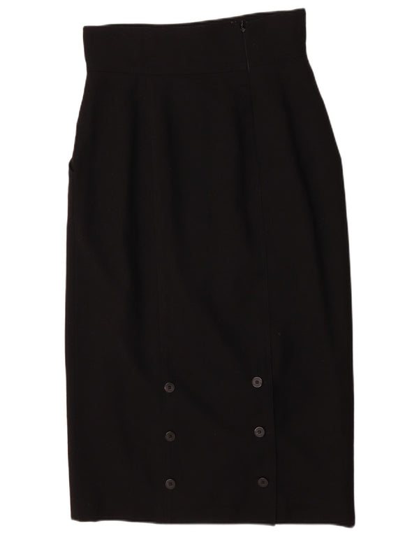 Женская юбка-миди Fendi с высокой талией IT 44 Medium W28 Черная шерсть