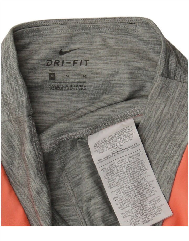 Женские укороченные леггинсы Nike Dri Fit UK 12, средний серый цвет, полиэстер с цветными блоками