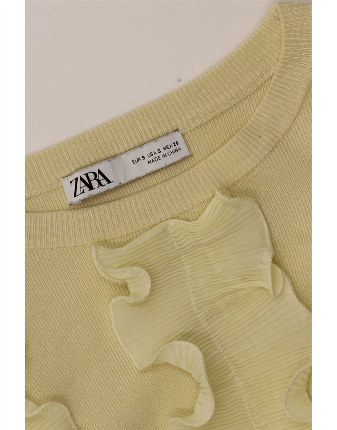 Женская укороченная блузка с длинными рукавами и рюшами спереди Zara UK 8, маленький желтый цвет