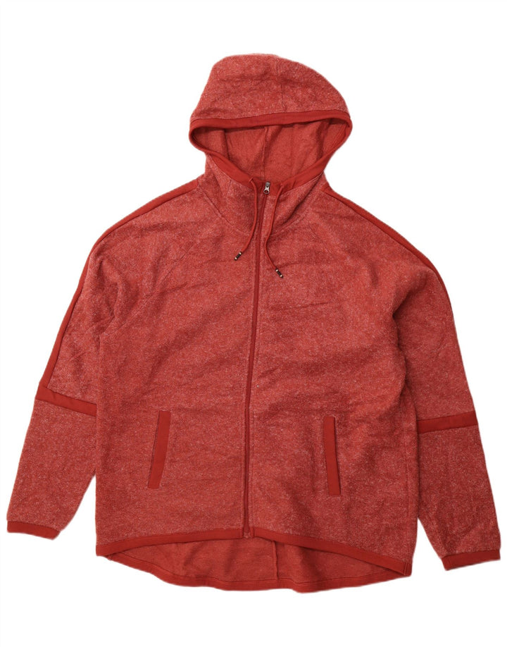 NIKE Mens Hooded Fleece Jacket UK 40 Large Maroon Polyester