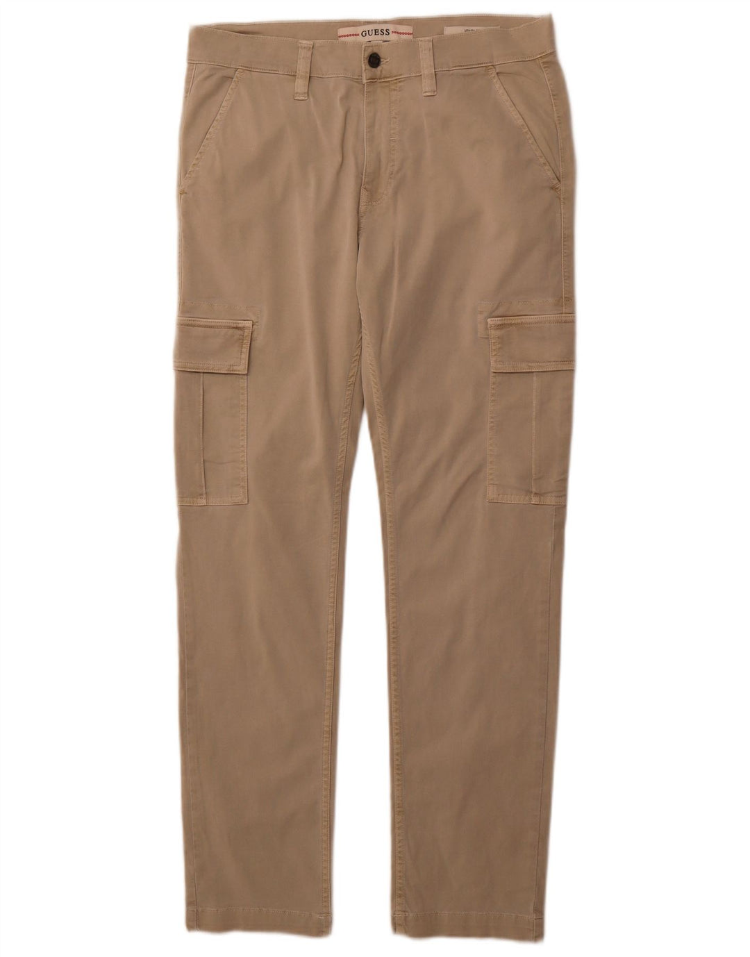 GUESS Mens Slim Cargo Trousers W31 L30 Beige Cotton