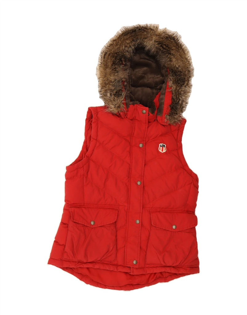 RALPH LAUREN Womens Hooded Padded Gilet UK 16 Large Red Nylon Vintage Ralph Lauren and Second-Hand Ralph Lauren from Messina Hembry 