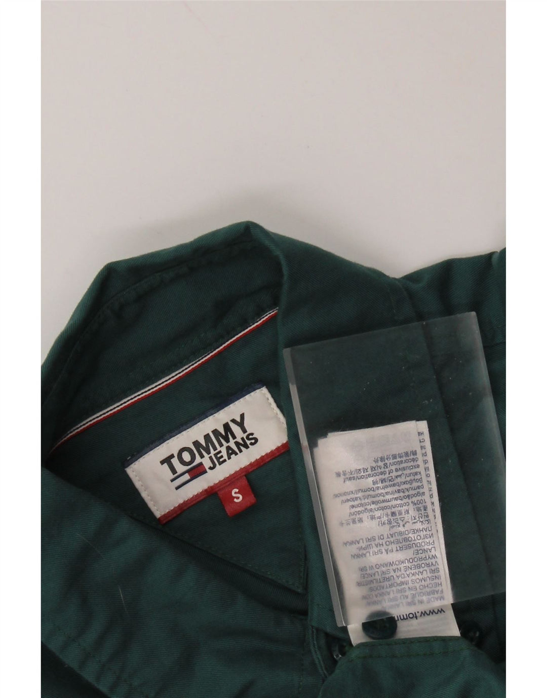 TOMMY HILFIGER Мужская рубашка маленького размера из хлопка зеленого цвета