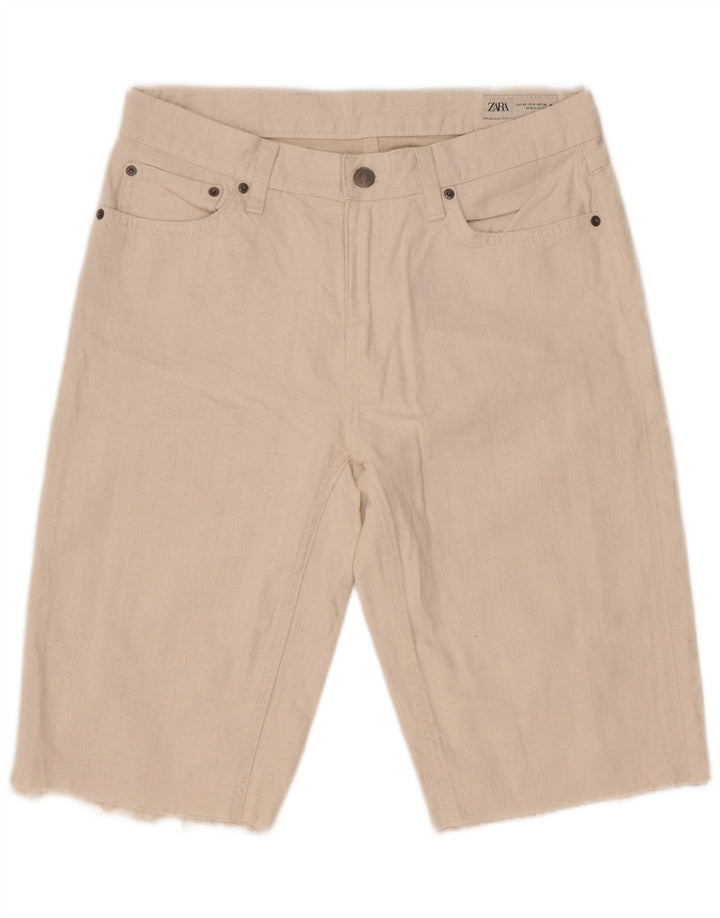 Женские джинсовые шорты Zara EU 40 Medium W30, белый хлопок