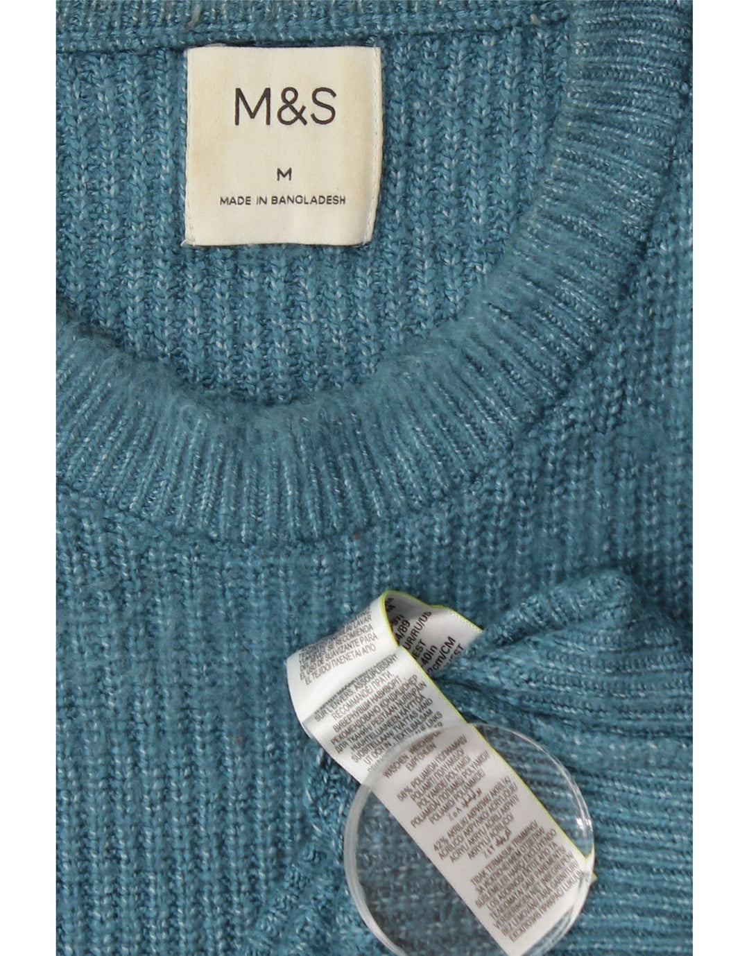 Мужской джемпер с круглым вырезом Marks & Spencer, средний синий полиамид