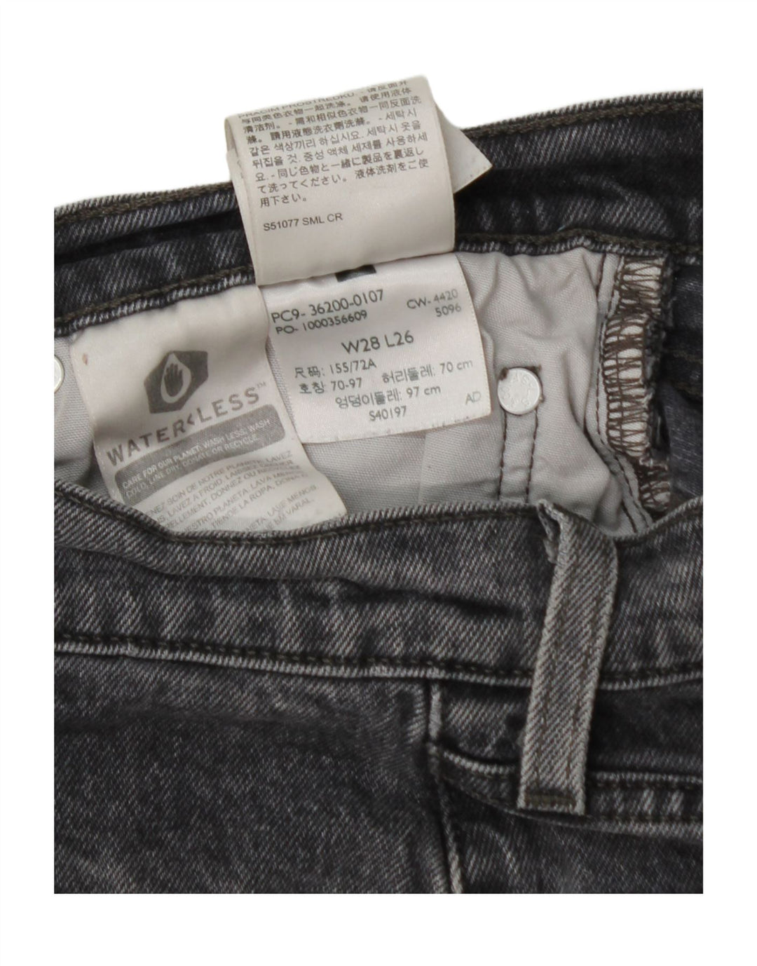 Женские прямые джинсы LEVI'S 501 W28 L26, черный хлопок