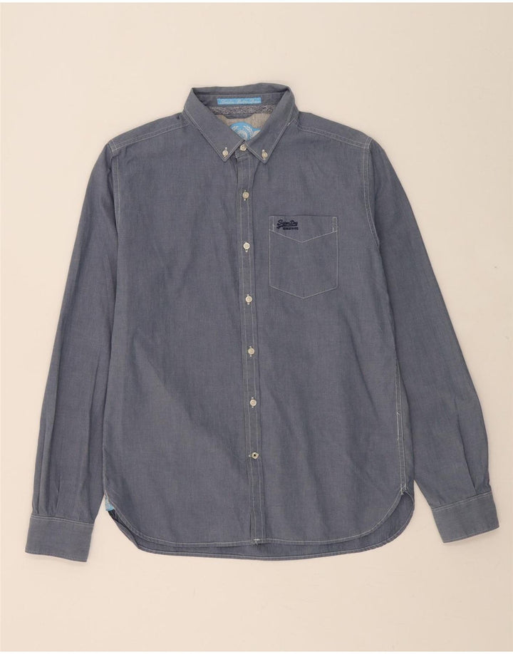 SUPERDRY Mens Shirt Large Blue Cotton Vintage Superdry and Second-Hand Superdry from Messina Hembry 