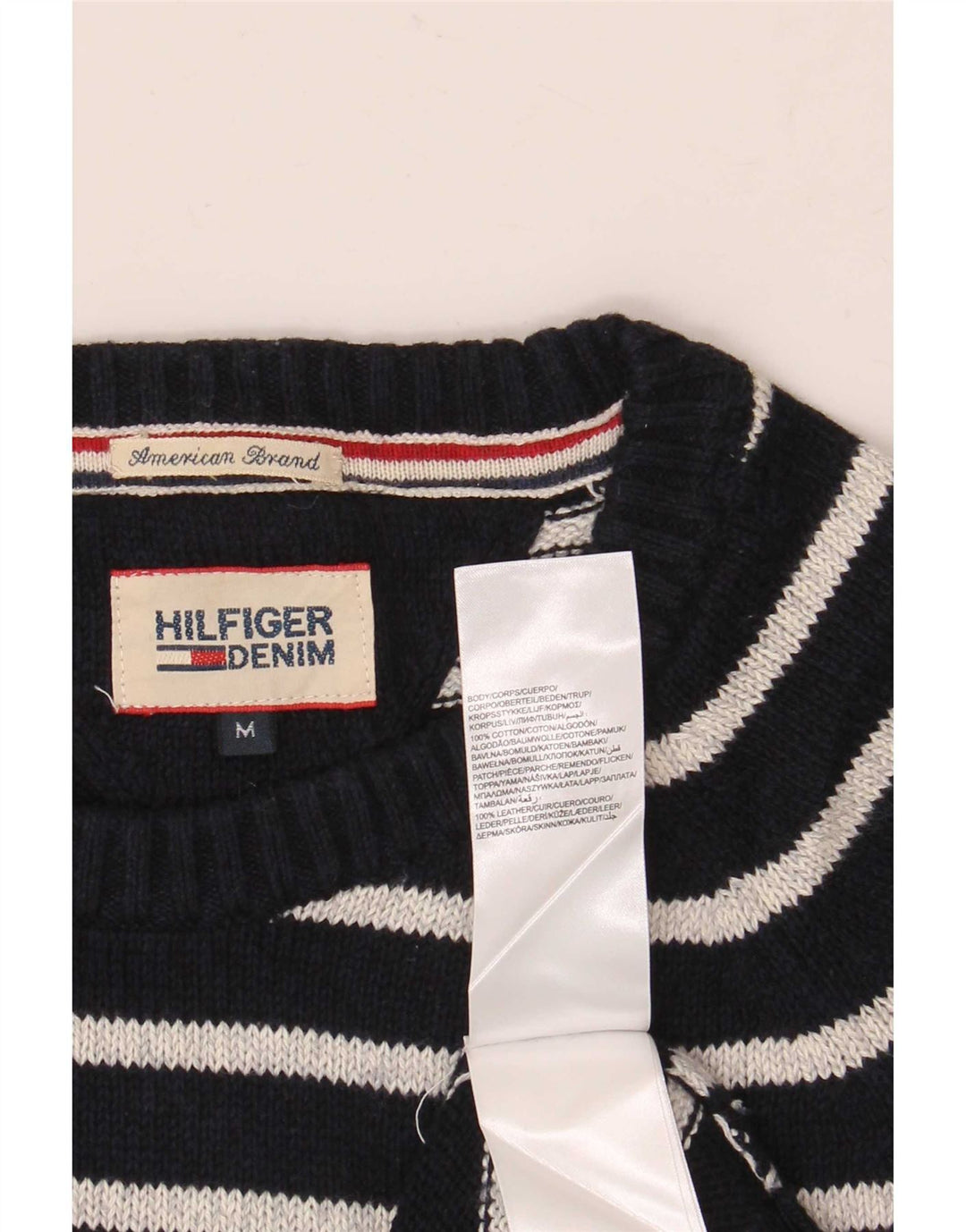 Мужской джемпер с круглым вырезом Tommy Hilfiger, средний темно-синий в полоску