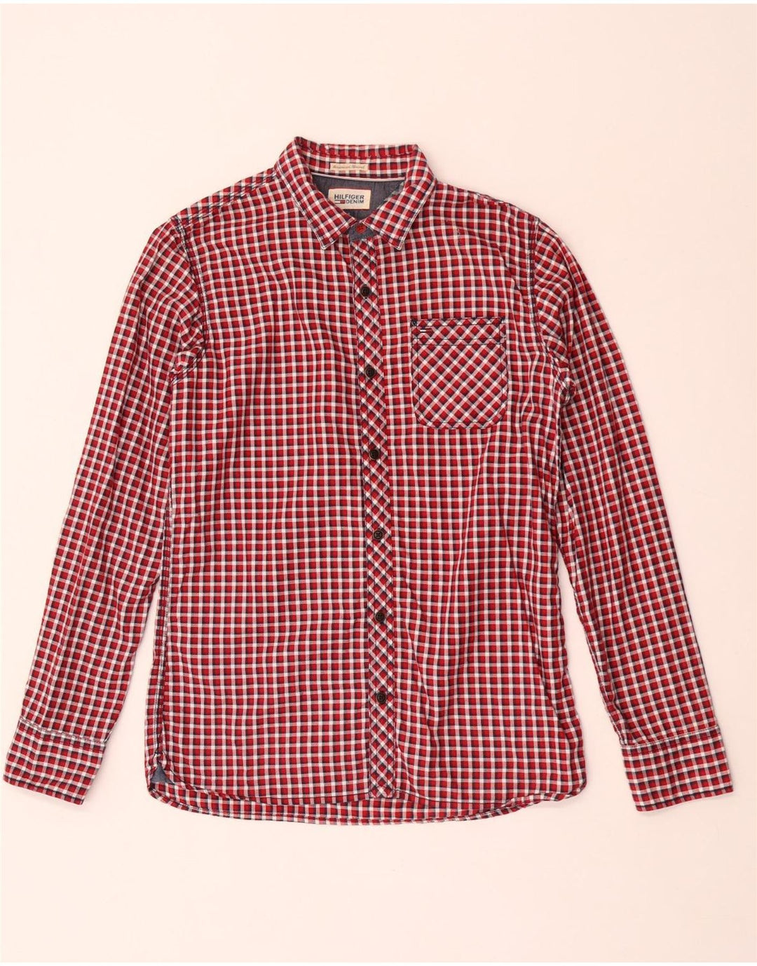 Мужская рубашка Tommy Hilfiger, маленькая красная хлопковая клетка
