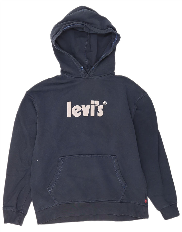 Мужской джемпер с капюшоном с рисунком Levi's, средний темно-синий, хлопковый