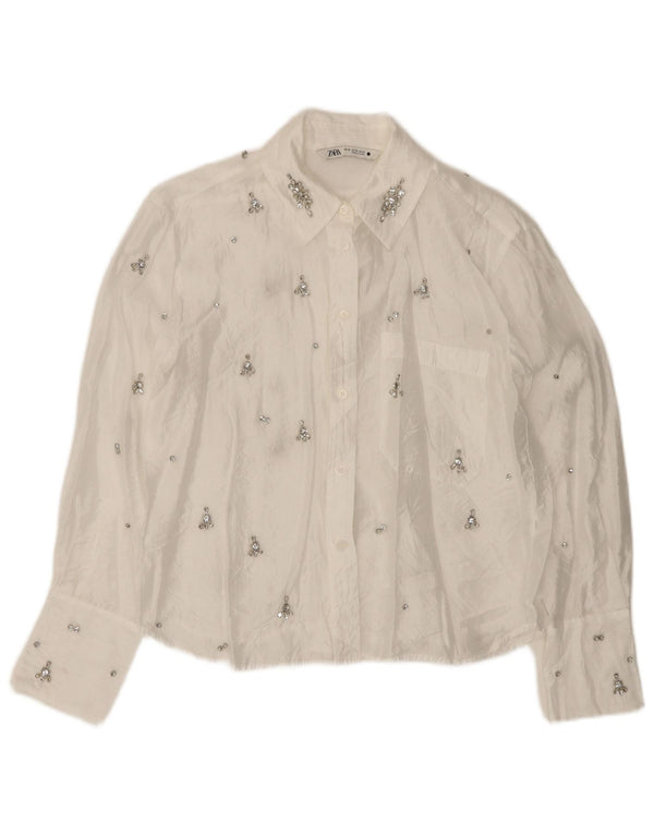 Женская блузка-рубашка оверсайз ZARA UK 6 XS Белая