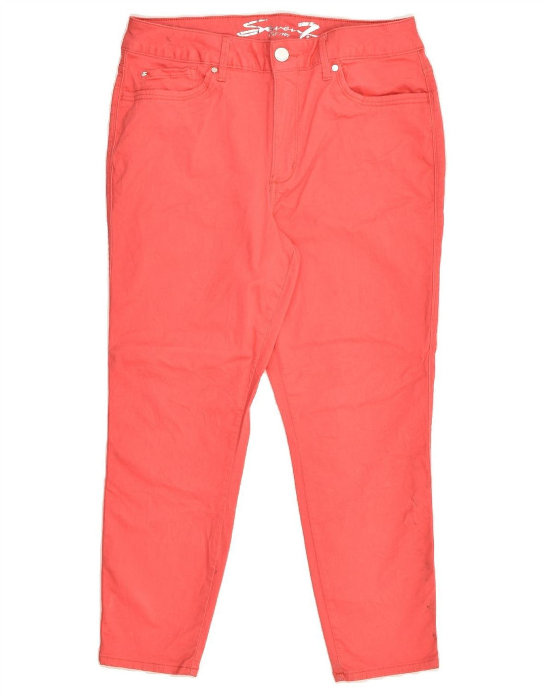 SEVEN 7 Womens Tapered Cropped Trousers UK 14 Large W32 L24 Red Cotton | Vintage Seven 7 | Thrift | Second-Hand Seven 7 | Used Clothing | Messina Hembry 