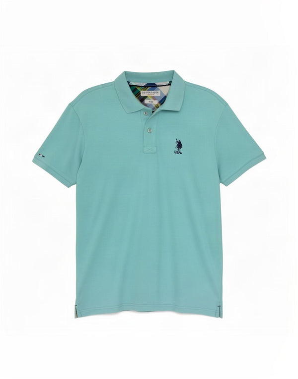 Ассоциация поло США. Мужская рубашка поло Slim Fit, маленькая бирюзовая, хлопок