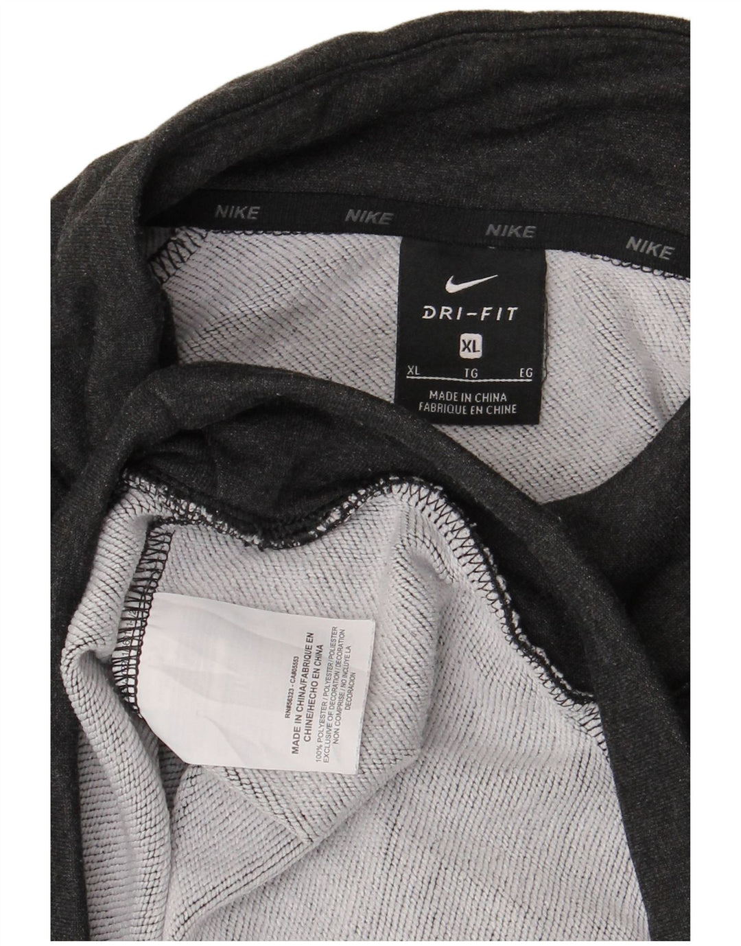 Мужской свитшот с воротником на молнии Nike Dri Fit XL, серый полиэстер