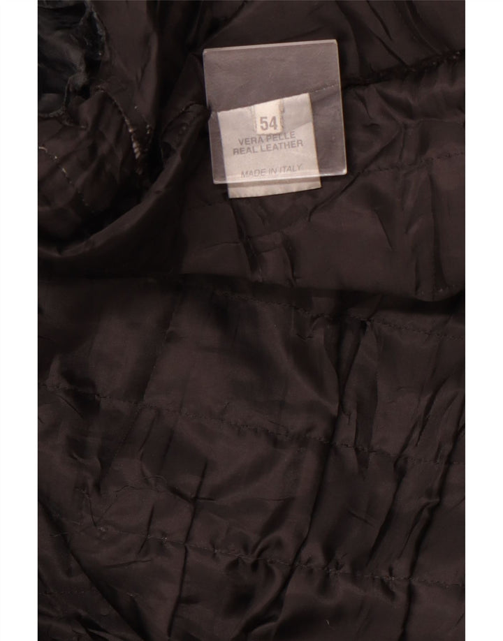 Мужская кожаная куртка-гонщик VINTAGE IT 54 2XL черная кожа