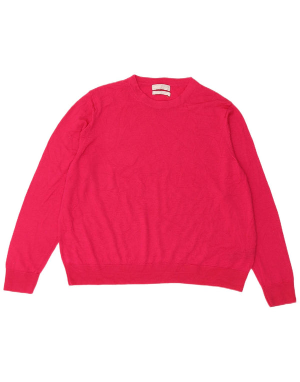 Женский джемпер с круглым вырезом Marks & Spencer, Великобритания, 18 XL, розовый из мериносовой шерсти