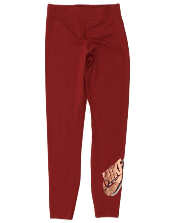 Женские леггинсы облегающего кроя с рисунком Nike UK 10, маленькие бордовые, хлопок