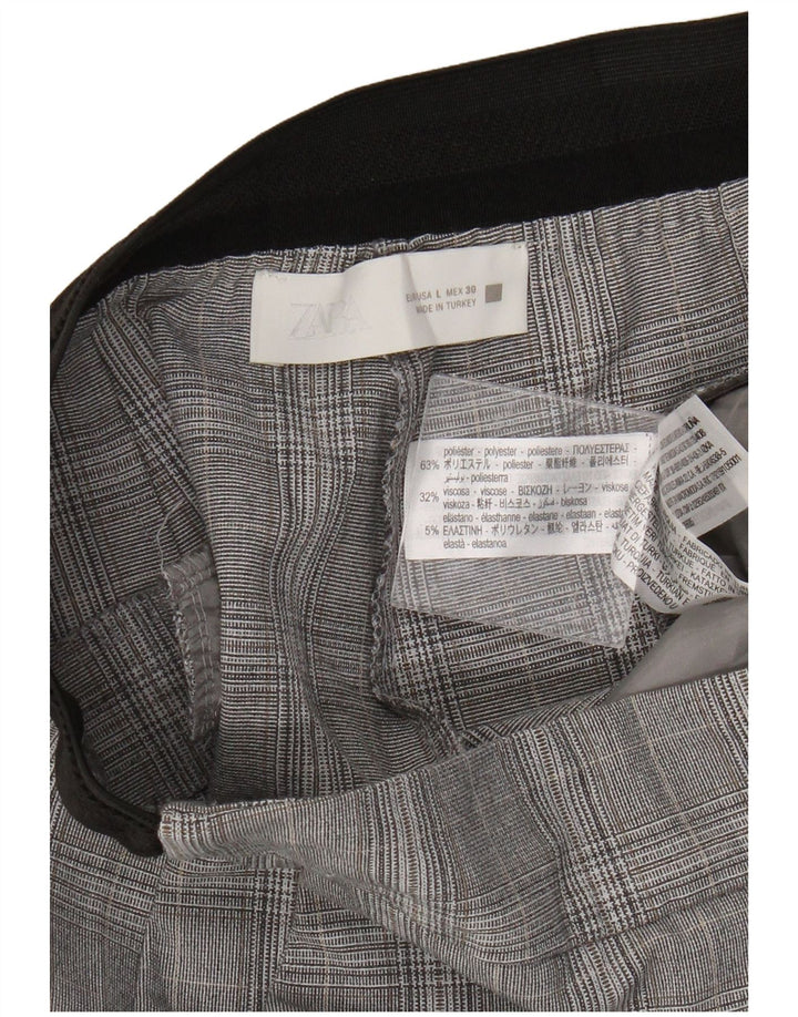 Женские узкие брюки чинос Zara, большие, серые, полиэстер в клетку W30 L27