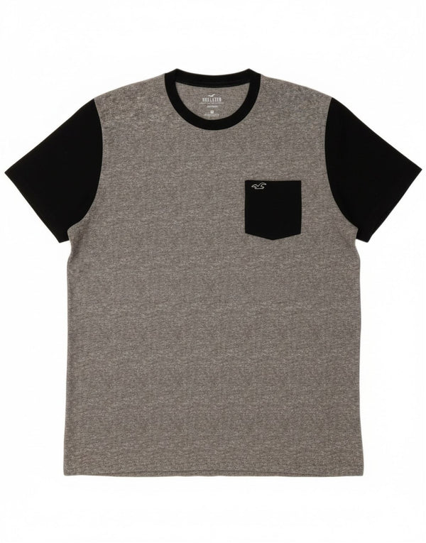 Мужская футболка Hollister, большой серый цвет, хлопок