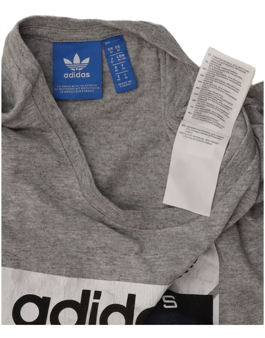 Мужская футболка с рисунком ADIDAS, хлопковый топ среднего серого цвета