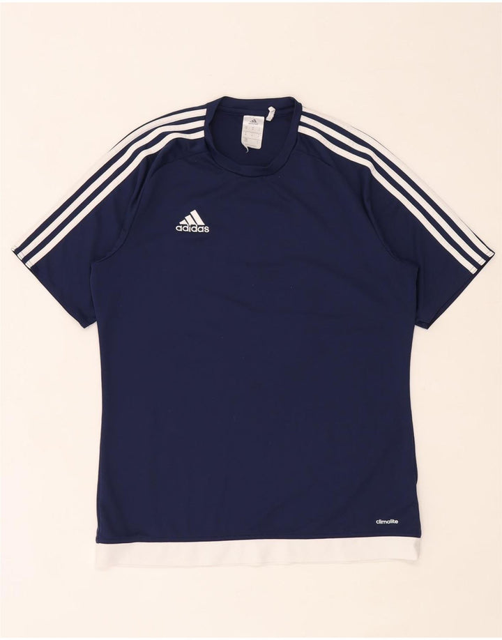 Мужская футболка Adidas Climalite, верх среднего цвета, темно-синий, полиэстер с цветными блоками