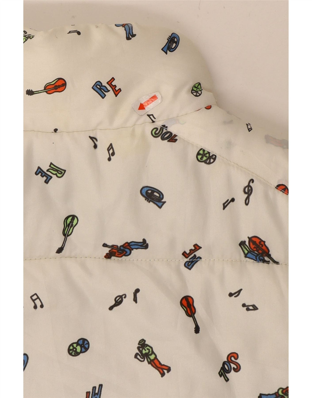 VINTAGE Mens Padded Gilet UK 38 Medium White Spotted Polyester Vintage Vintage and Second-Hand Vintage from Messina Hembry 