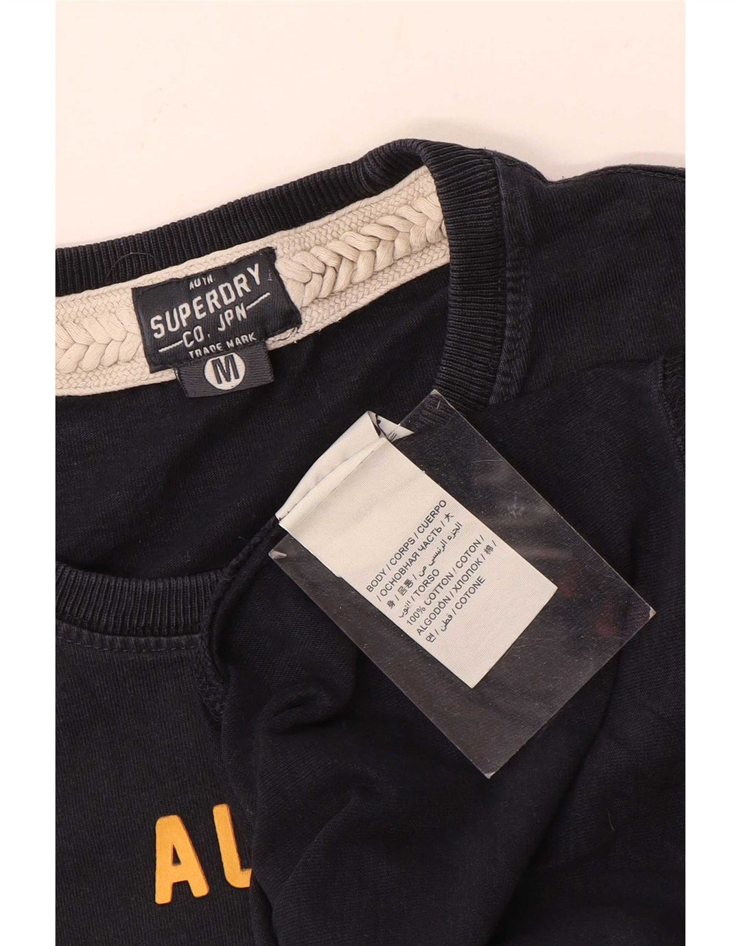 Мужская футболка с рисунком Superdry, топ среднего размера, черный хлопок