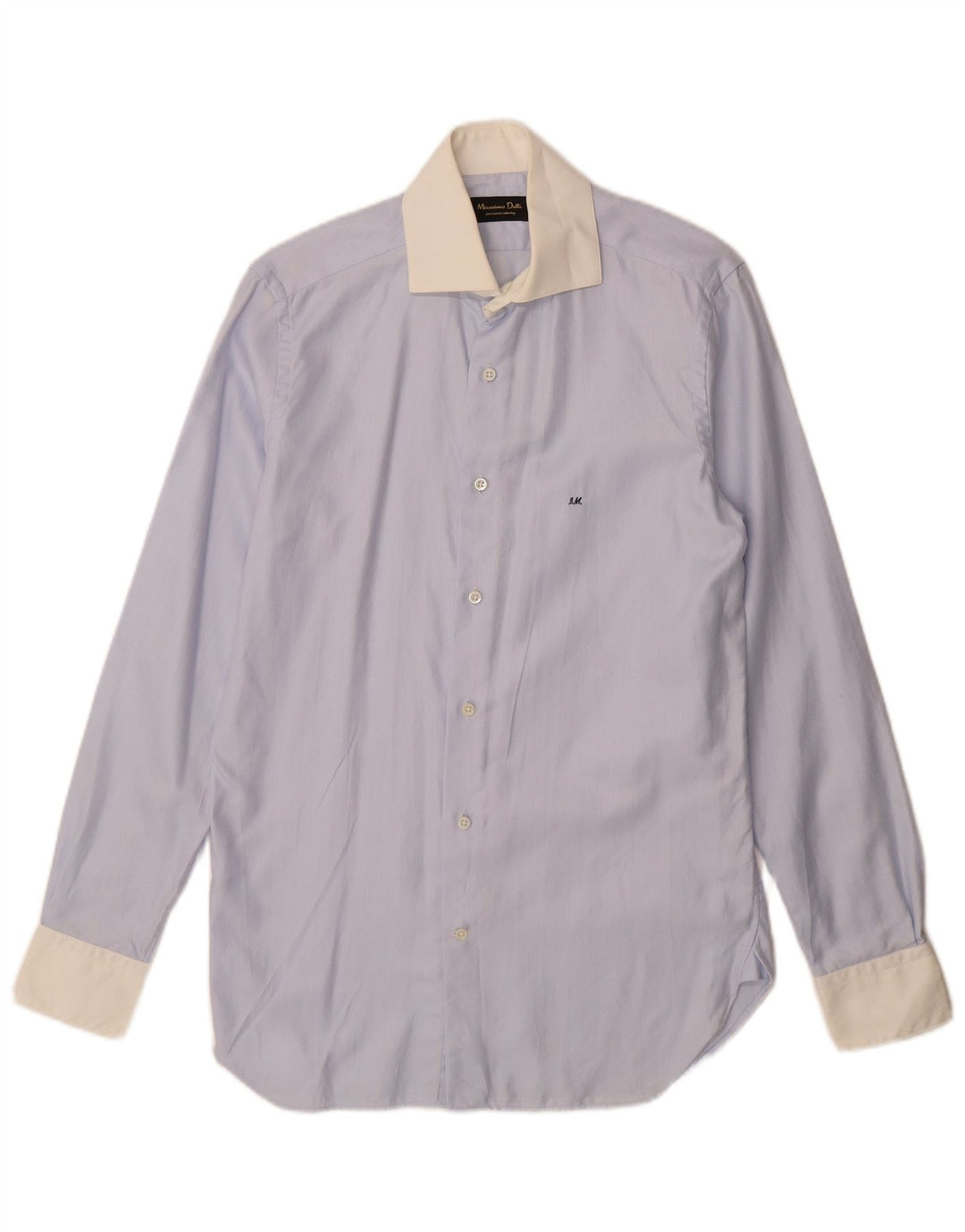 Мужская рубашка Massimo Dutti размер 38 15 средняя синяя с узором "елочка"