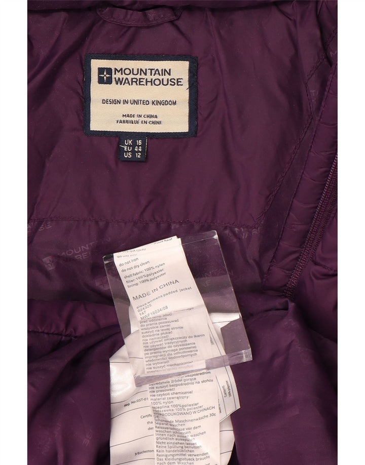 MOUNTAIN WAREHOUSE Женское стеганое пальто с капюшоном UK 16, маленький фиолетовый нейлон