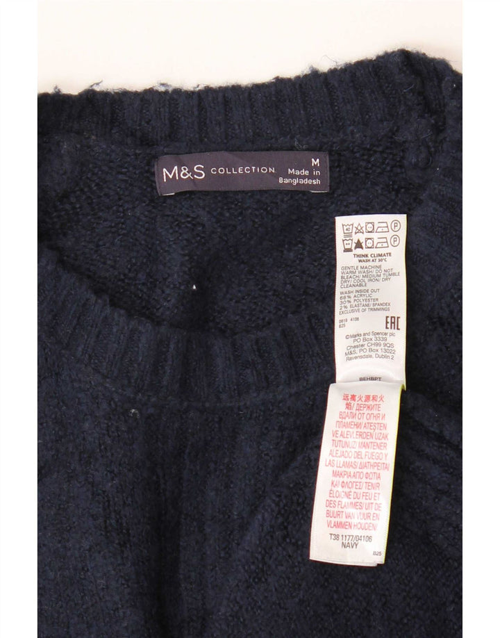 Женский джемпер с круглым вырезом Marks & Spencer UK 14, средний темно-синий