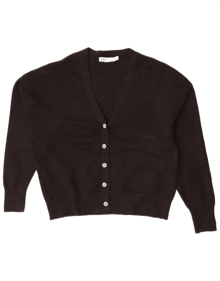 Женский укороченный кардиган Zara UK 14, средний черный вискоза