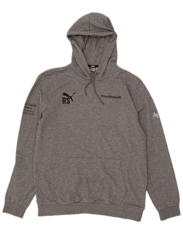 Мужской джемпер с капюшоном Puma с рисунком, большой серый хлопок с крапинками