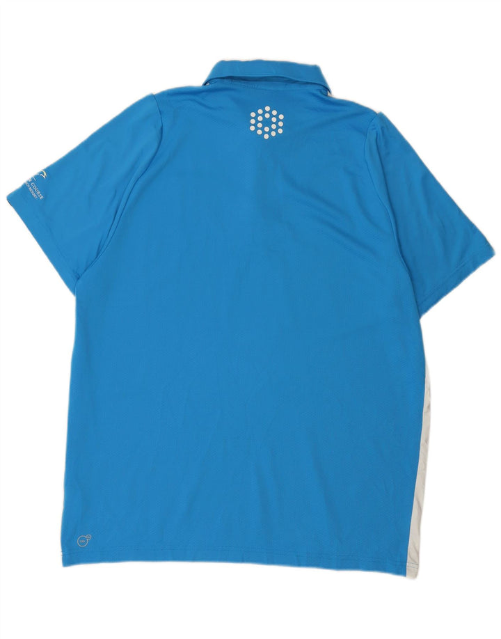 Мужская рубашка-поло PUMA XL, синяя, полиэстер с цветными блоками