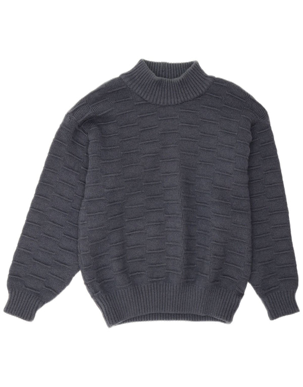 Винтажный мужской джемпер с высоким воротником XL, темно-синий