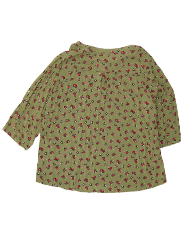 Женская пуловерная рубашка F.D.Joseph с рукавом 3/4, Великобритания, 18 XL, зеленая вискоза с цветочным принтом