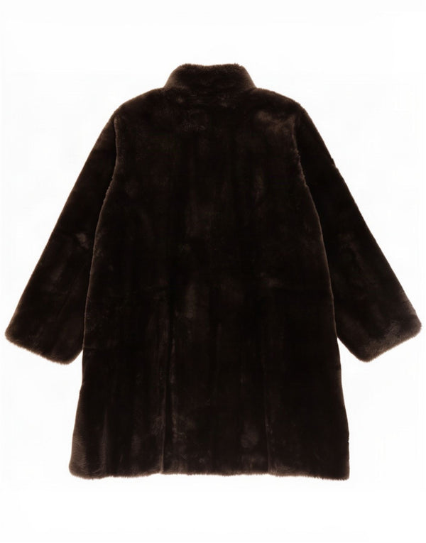 Винтажное женское пальто оверсайз из искусственного меха UK 22 3XL, черный акрил