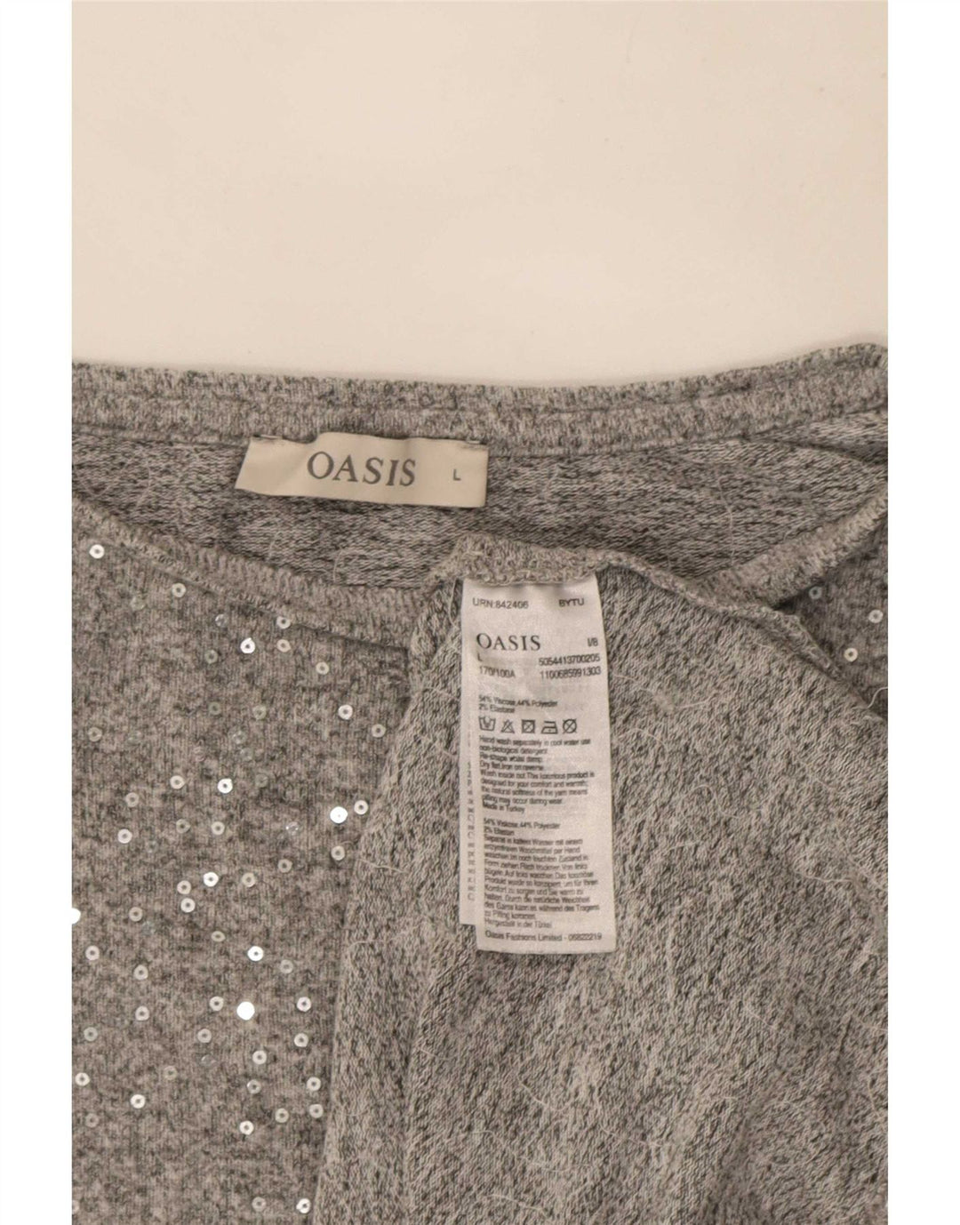 Женская блузка с длинным рукавом Oasis UK 16, большая серая вискоза