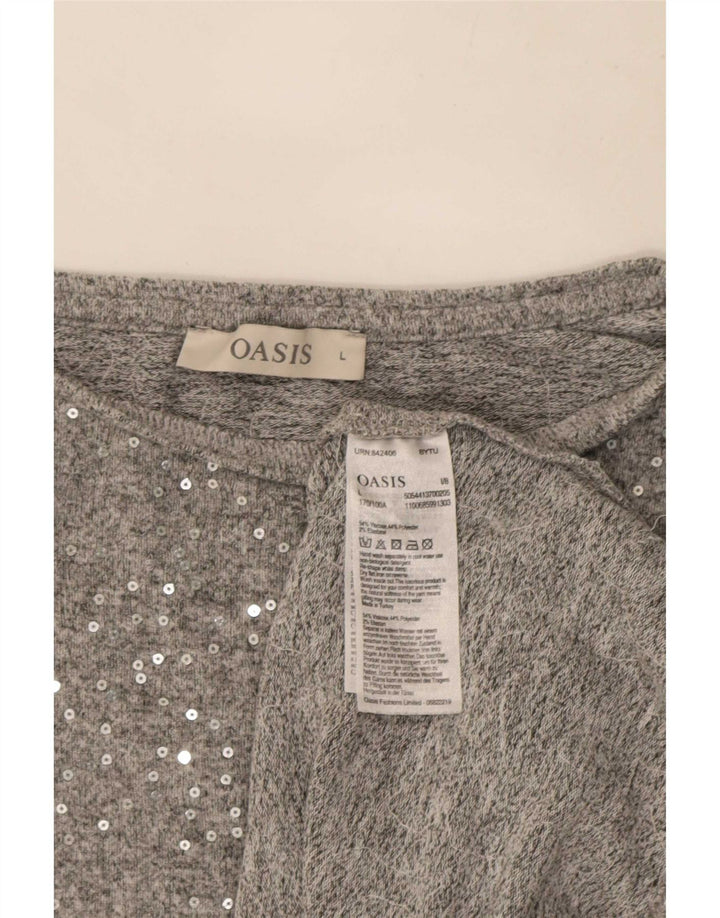 Женская блузка с длинным рукавом Oasis UK 16, большая серая вискоза