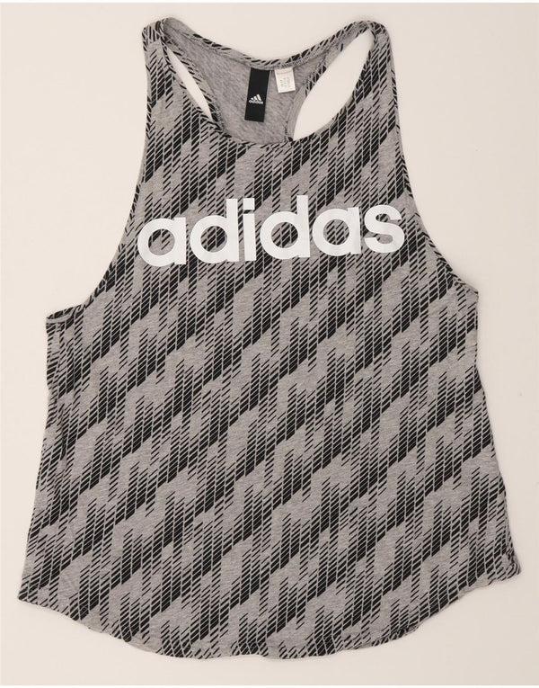 Женский жилет Adidas с графическим принтом UK 12, средний серый с геометрическим узором