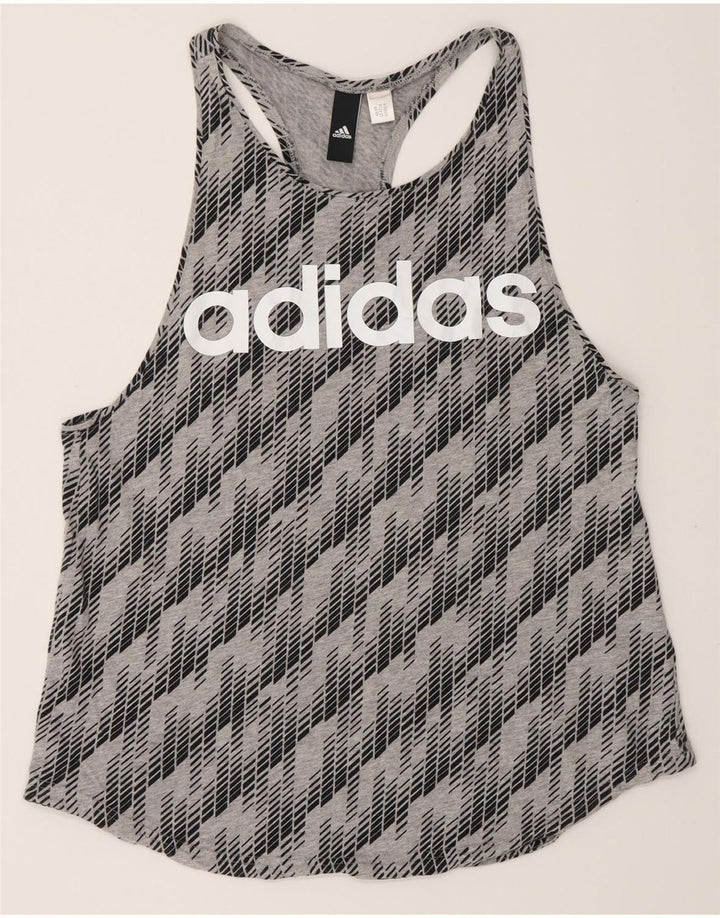 Женский жилет Adidas с графическим принтом UK 12, средний серый с геометрическим узором