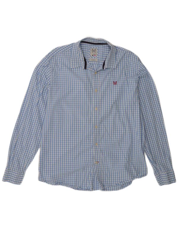 Crew Clothing Мужская классическая рубашка размера XL из хлопка в синюю клетку
