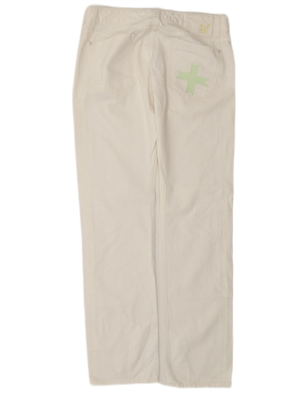 ZU ELEMENTS Женские потертые прямые джинсы W32 L34 Белый хлопок