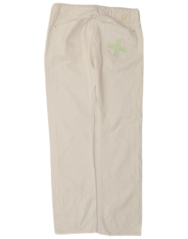 ZU ELEMENTS Женские потертые прямые джинсы W32 L34 Белый хлопок