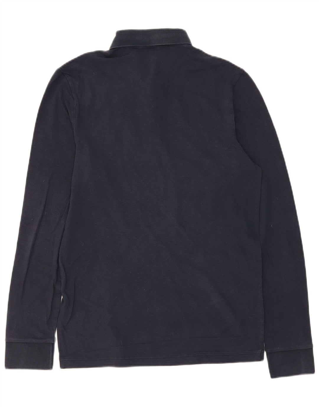 Мужская рубашка-поло с длинным рукавом HUGO BOSS среднего размера, темно-синяя, хлопок