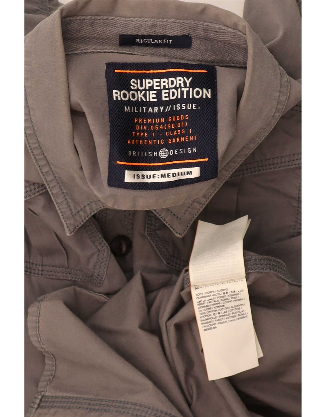 Мужская рубашка обычного кроя Superdry из хлопка среднего серого цвета