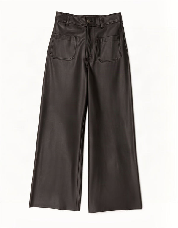 Женские брюки из искусственной кожи Zara с высокой талией EU 36 XS W26 L27, черные